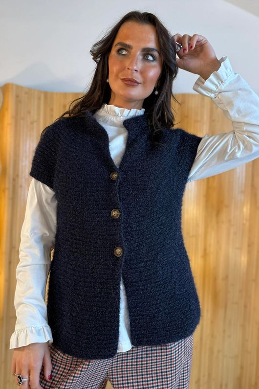 Laney Cap Sleeve Cardigan Navy